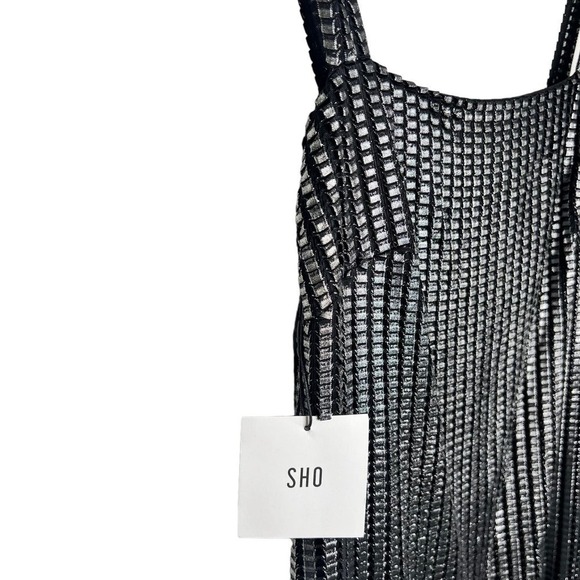 New Women’s Sho By Tadashi Shoji Metallic Textured Fringe Minidress Size 10 - Picture 3 of 9
